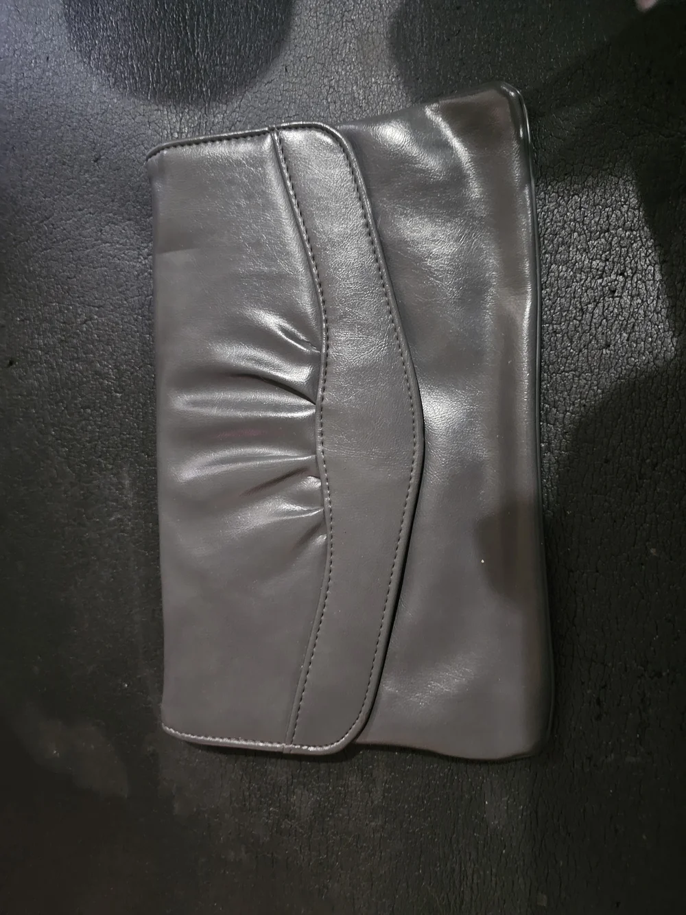 Sleek Gray Leather Clutch